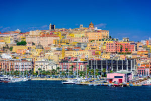 42245230 - cagliari, sardinia, italy coastal skyline on the mediterranean sea.