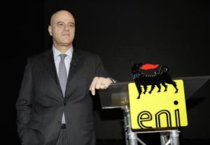 Eni CEO Claudio Descalzi stands prior to the Eni investor meeting, in Milan, Italy, Wednesday, March 15, 2017. (ANSA/AP Photo/Antonio Calanni) [CopyrightNotice: Copyright 2017 The Associated Press. All rights reserved.]